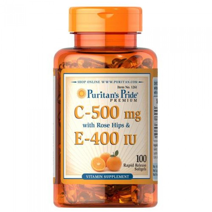 Puritan's Pride - Vitamin C E 500mg/400 IU Rose Hips / 100 таблетки​